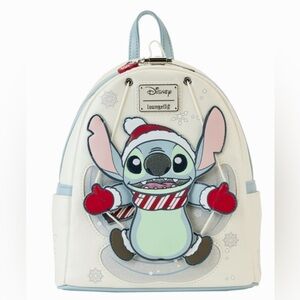 NWT Loungefly Disney Stitch Holiday Snow Angel Glitter Backpack STITCH MOVES